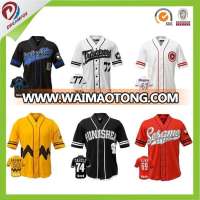 Wholesale striped button down baseball set design,custom full dye sublimation baseball jerseys